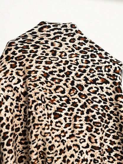 Plus Size Leopard Print Square Neck Maternity Romper - Slim Fit Casual Beach Jumpsuit