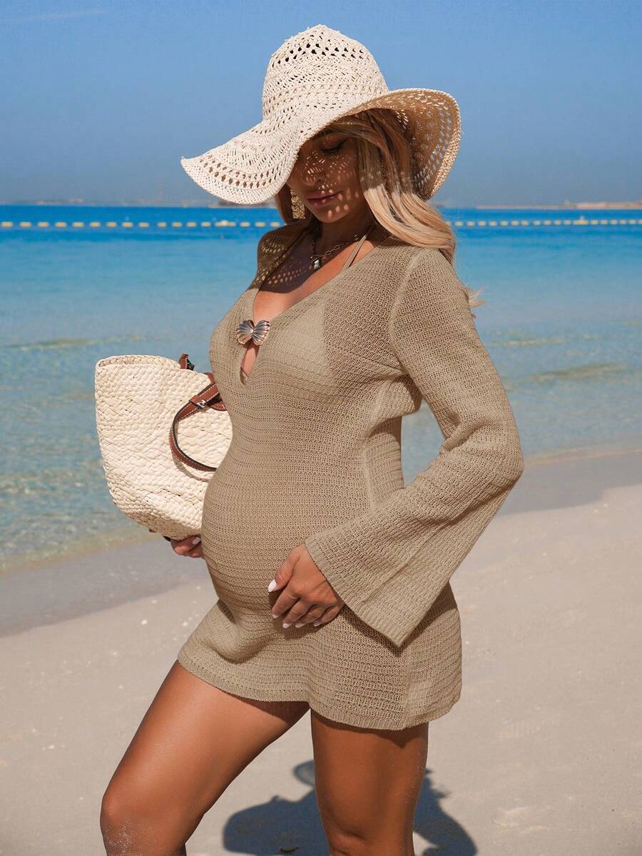 Maternity Knit Shell Cover-Up - Summer Beach Vacation