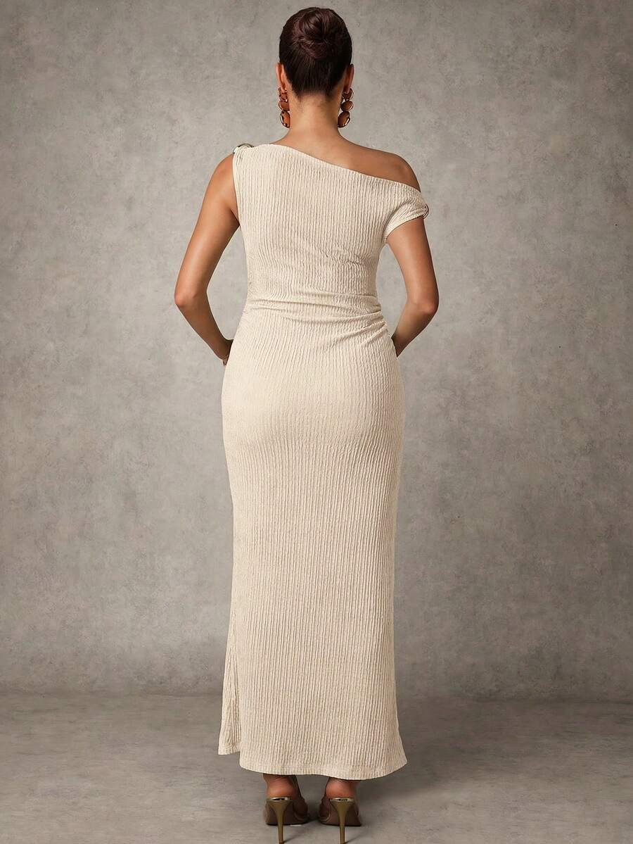 Maternity Casual Oblique Shoulder Sleeveless Long Dress Elegant Dresses Baby Shower Pregnancy Photoshoot Green Pregnant Bump Friendly
