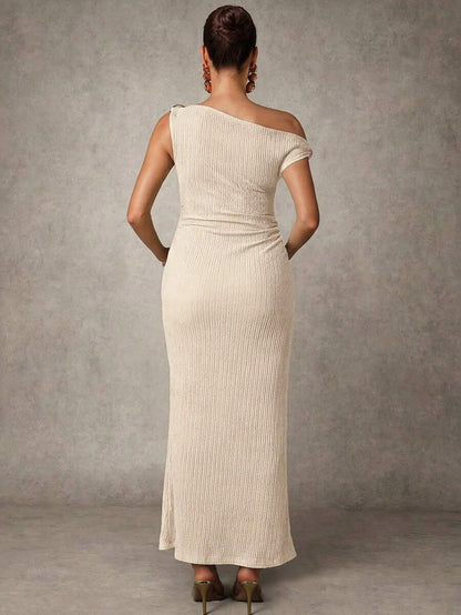 Maternity Casual Oblique Shoulder Sleeveless Long Dress Elegant Dresses Baby Shower Pregnancy Photoshoot Green Pregnant Bump Friendly