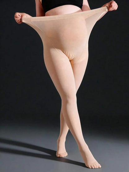 Maternity Tights 300D - Black Semi Sheer Pantyhose Apricot Soft Opaque, Fall Indoor Outdoor