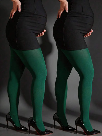 Maternity Tights 300D - Black Semi Sheer Pantyhose Apricot Soft Opaque, Fall Indoor Outdoor