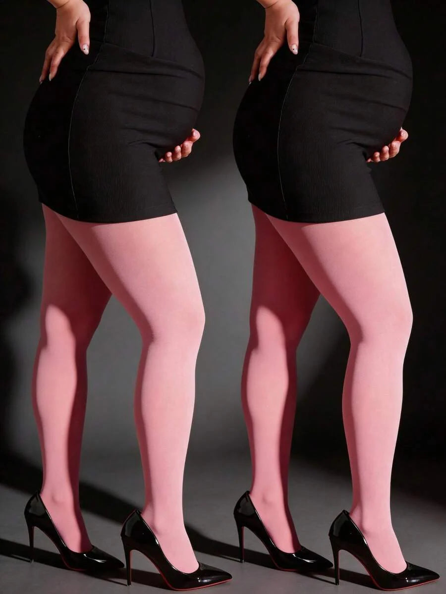 Maternity Tights 300D - Black Semi Sheer Pantyhose Apricot Soft Opaque, Fall Indoor Outdoor
