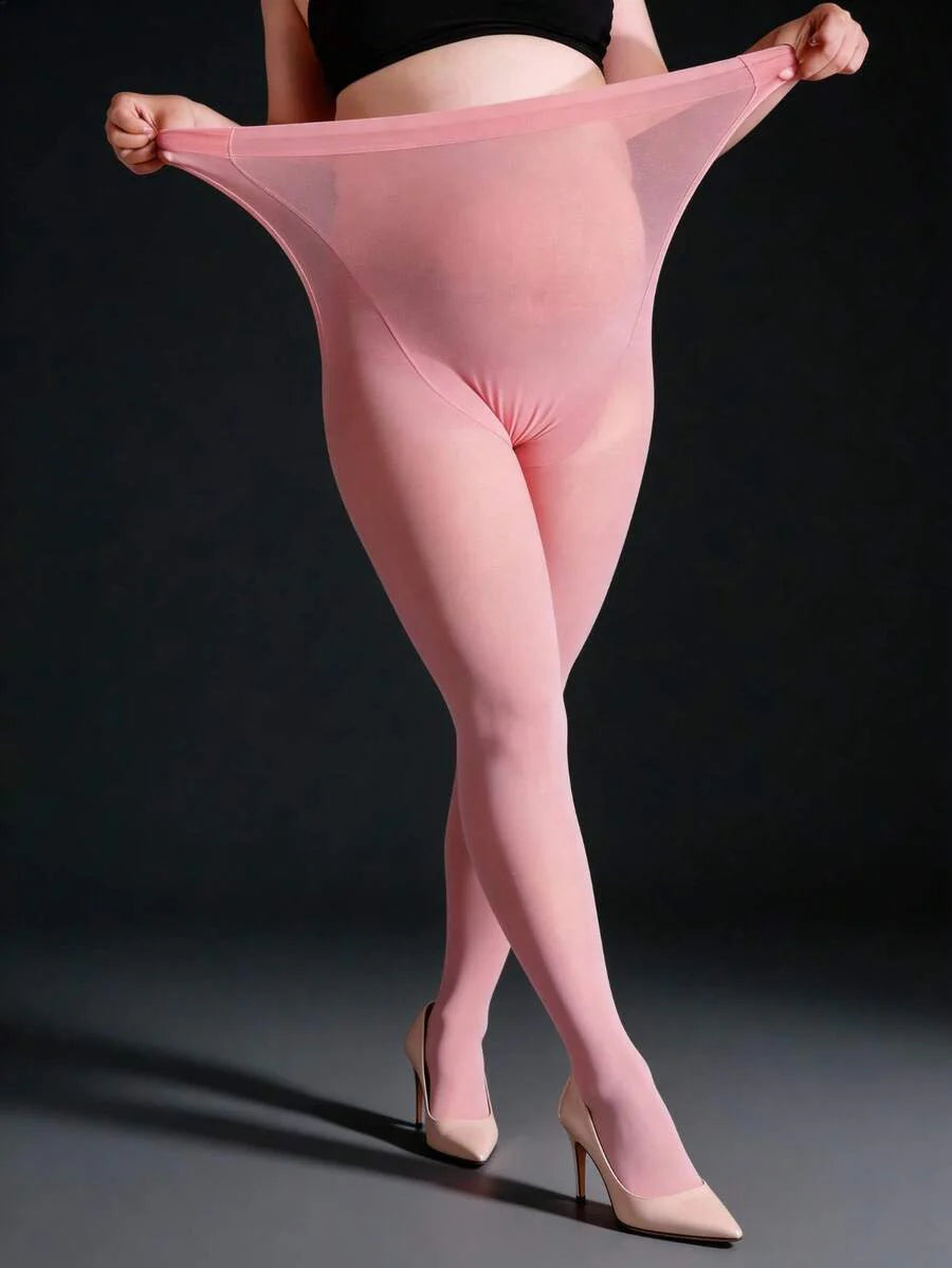 Maternity Tights 300D - Black Semi Sheer Pantyhose Apricot Soft Opaque, Fall Indoor Outdoor