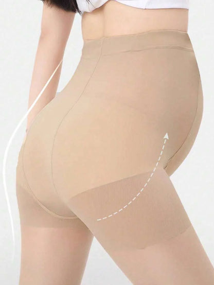 Maternity High Stretch Tights - Nude Minimalist No Pressure Belly Comfort Soft Breathable, Pregnancy