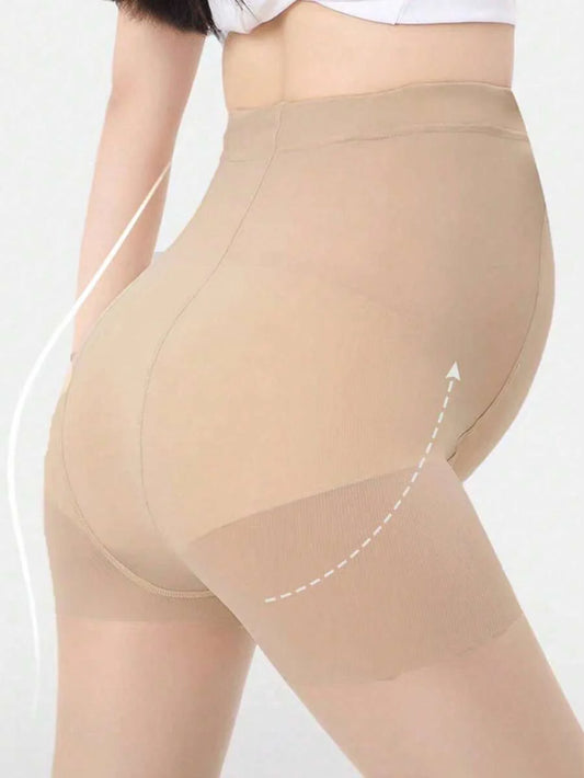 Maternity High Stretch Tights - Nude Minimalist No Pressure Belly Comfort Soft Breathable, Pregnancy