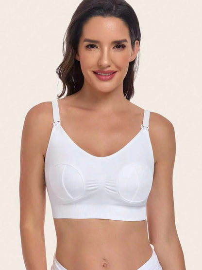 Maternity Nursing Bra - Pump Support Front Clasp Hands Free Pumping Wireless Breastfeeding