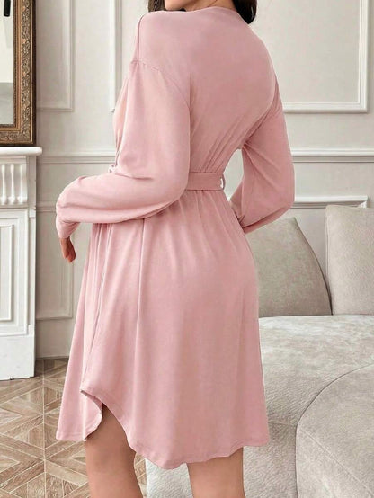 Maternity Long Sleeve Belted Lounge Robe Women Soft Solid Color Fall Winter Sleepwear Coat