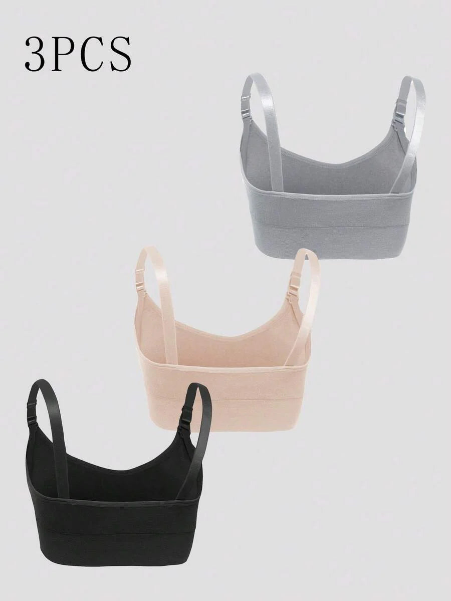 3-Pack Seamless Nursing Bra Set - High Rise Wireless Maternity Bras with Adjustable Straps and Medium Stretch