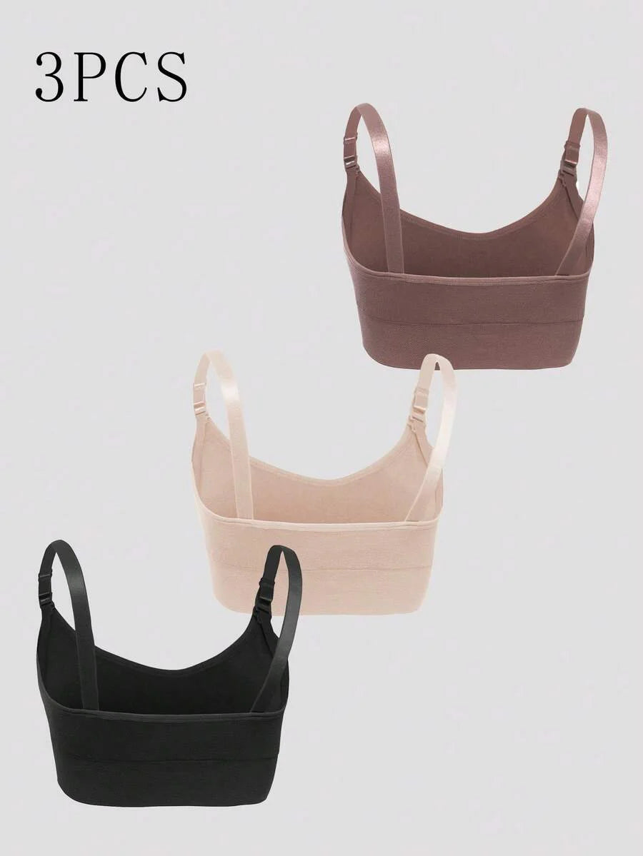 3-Pack Seamless Nursing Bra Set - High Rise Wireless Maternity Bras with Adjustable Straps and Medium Stretch