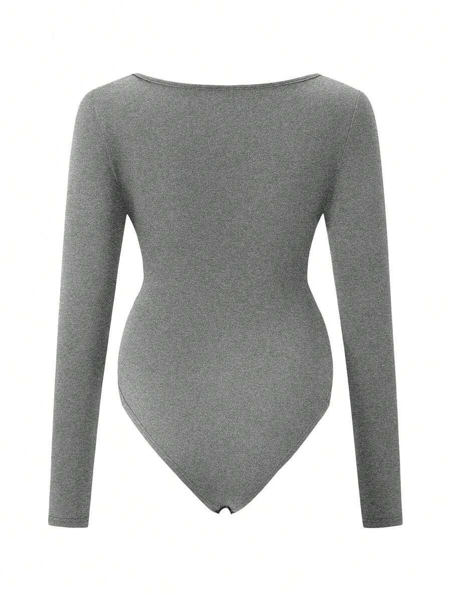 Maternity Bodysuit - Crew Neck Long Sleeve High Elasticity Casual Daily Wear, Pink