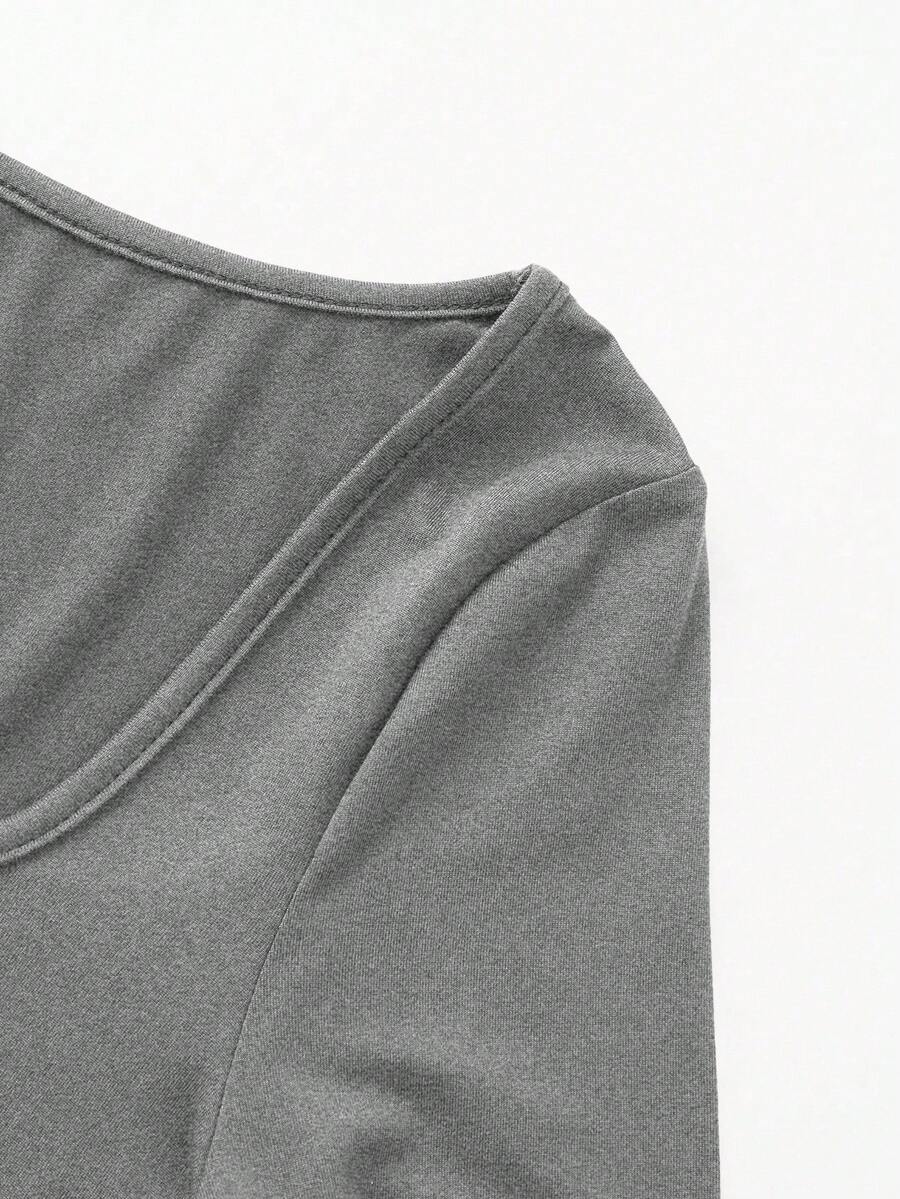 Maternity Bodysuit - Crew Neck Long Sleeve High Elasticity Casual Daily Wear, Pink