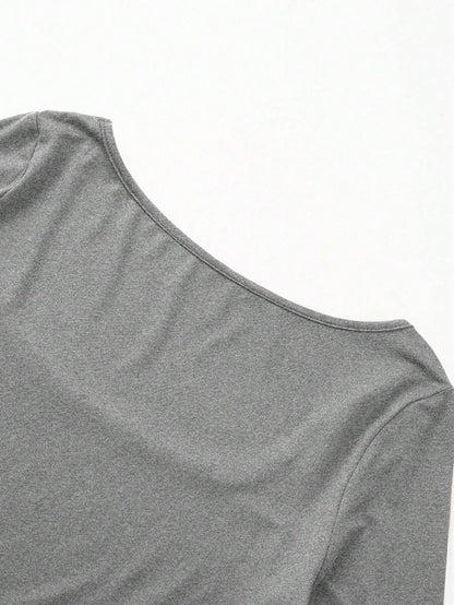 Maternity Bodysuit - Crew Neck Long Sleeve High Elasticity Casual Daily Wear, Pink
