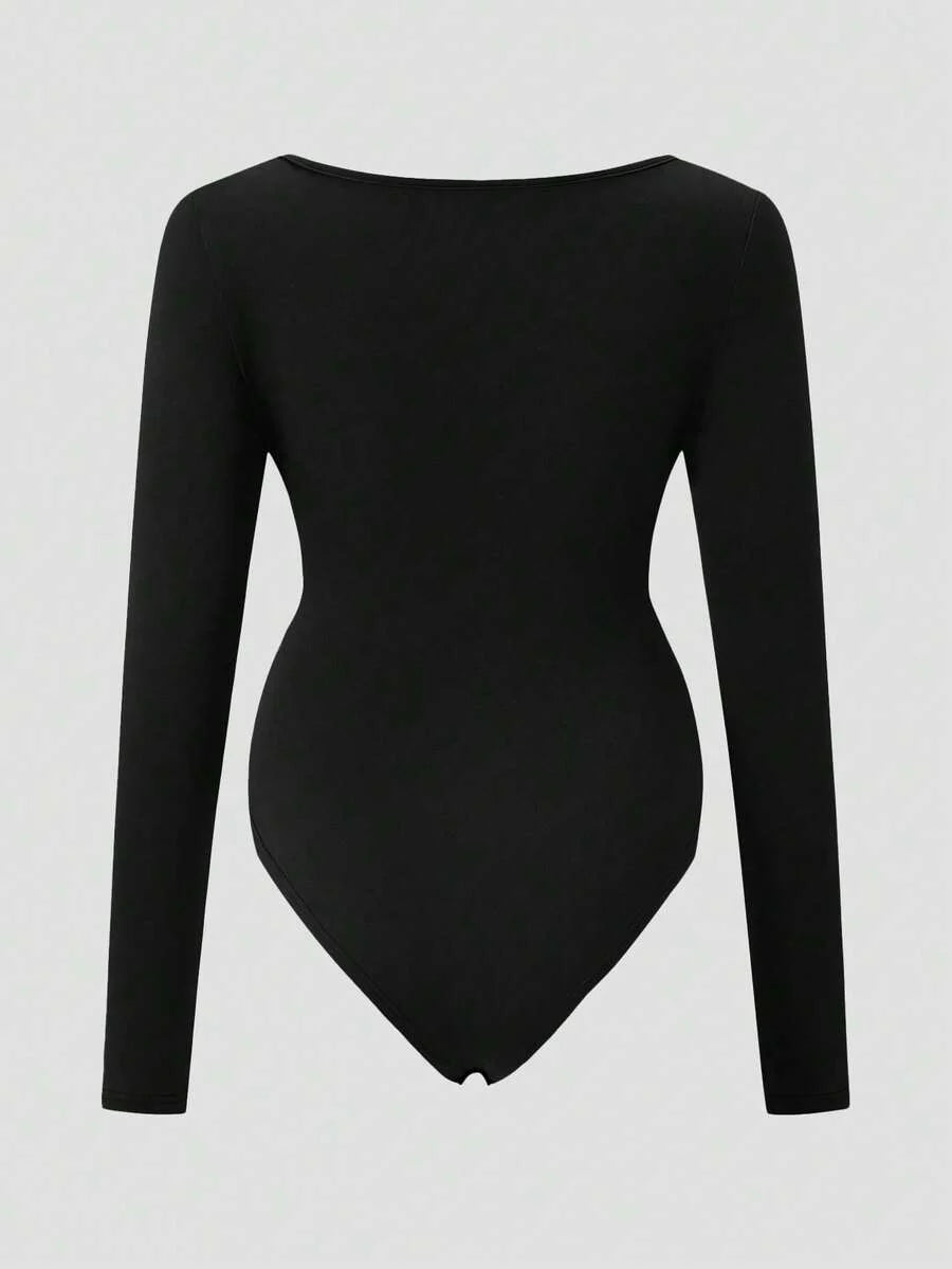 Maternity Bodysuit - Crew Neck Long Sleeve High Elasticity Casual Daily Wear, Pink