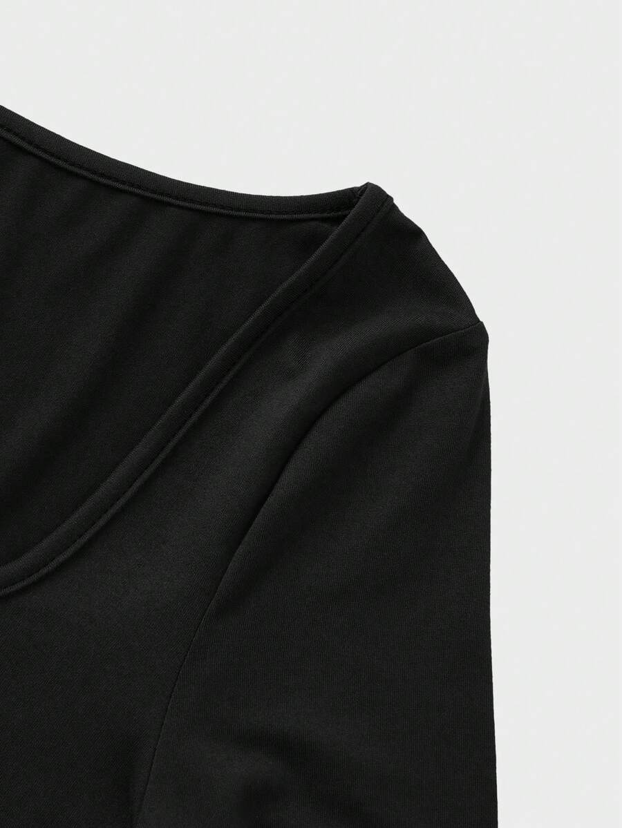 Maternity Bodysuit - Crew Neck Long Sleeve High Elasticity Casual Daily Wear, Pink