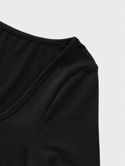 Maternity Bodysuit - Crew Neck Long Sleeve High Elasticity Casual Daily Wear, Pink