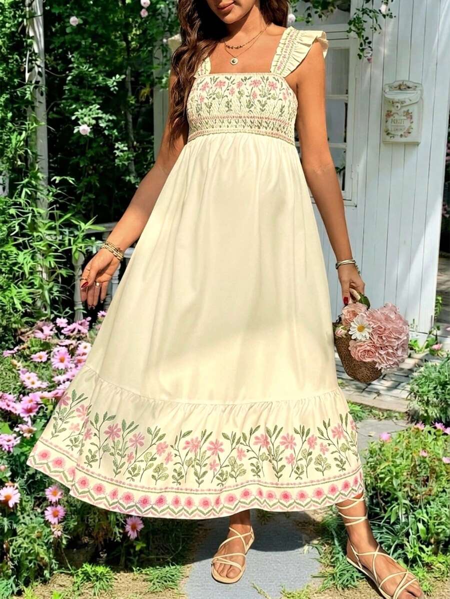 Maternity Casual Floral Print Sleeveless Dress