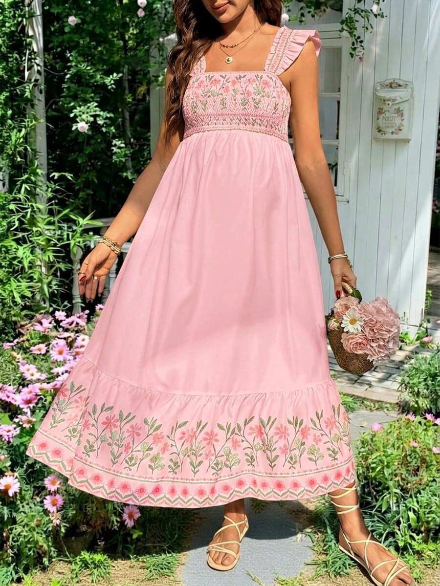 Maternity Casual Floral Print Sleeveless Dress