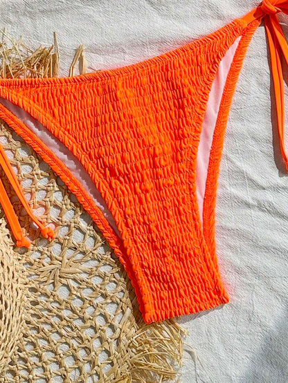 Swim Vcay Solid Color Halter Twist Bikini Two Pieces Swimwear, Suitable For Summer