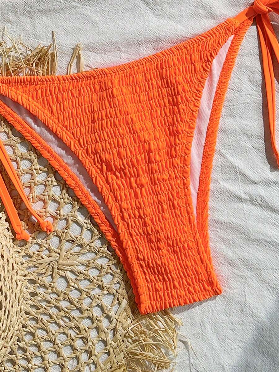 Swim Basics Women's Solid Color Halter Neck Sexy Bikini Set Bathing Suit For Summer Beach
