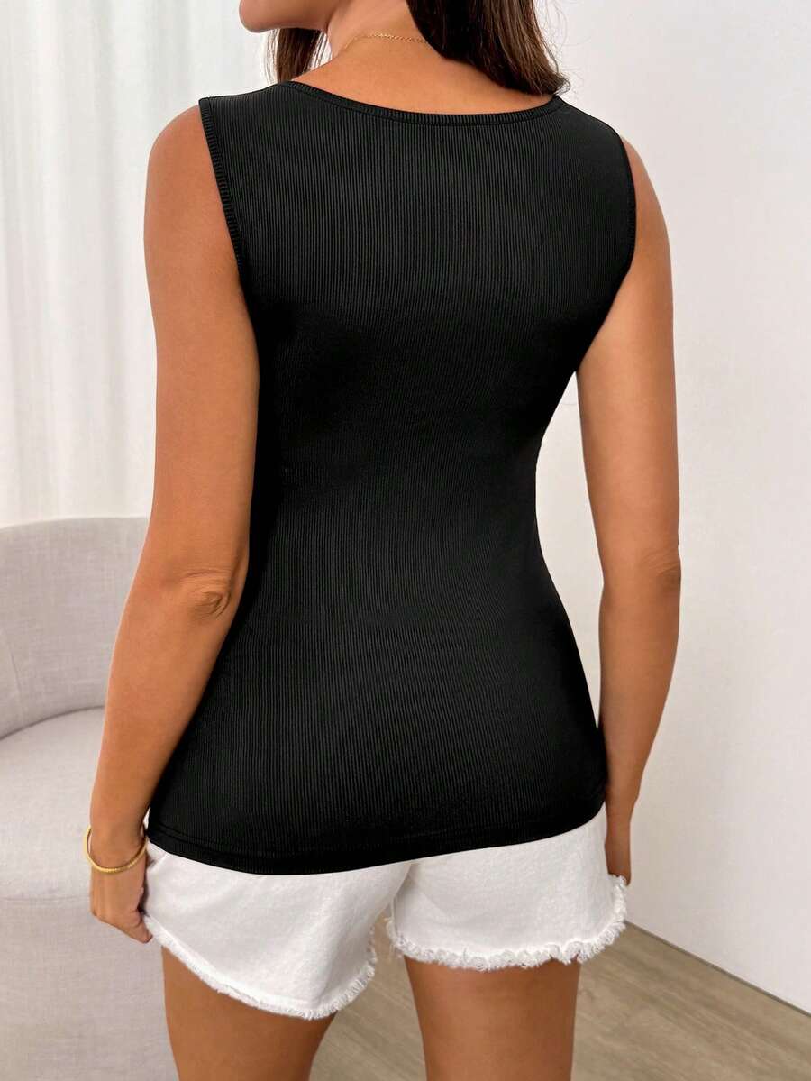 Maternity Square Neck Tank Top – Solid Color Summer Camisole