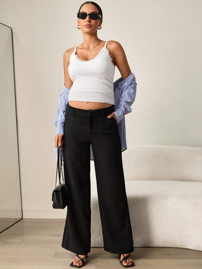 Maternity White Spaghetti Strap Top with Contrast Lace Trim Slim Fit High Stretch Sleeveless Nursing Friendly Cami for Work or Beach
