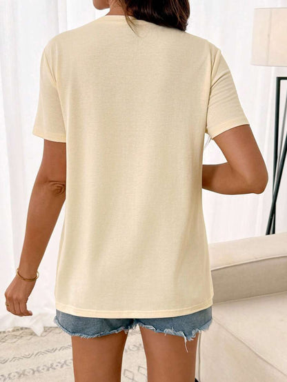 Maternity Tee - Casual Leopard Print Heart & Letter Graphic Short Sleeve Sleepwear, Summer