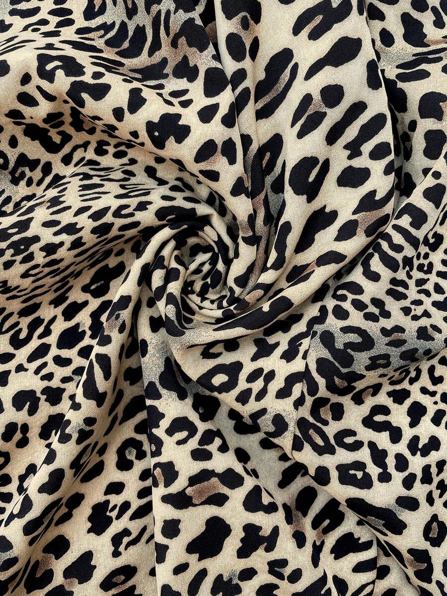 Brown Leopard Print Wide Leg Maternity Pants - Ultra High Waist Adjustable Drawstring Trousers - Loose Fit Casual Summer Holiday Outfit