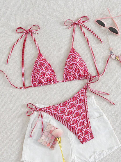 Swim Vcay Fashionable & Sweet Shoulderless Bikini With Side Bow, Wire-Free & Removable Pad, Sexy Women 2 Pieces Swimsuit For Beach & Airport For Summer Beach Vacation
