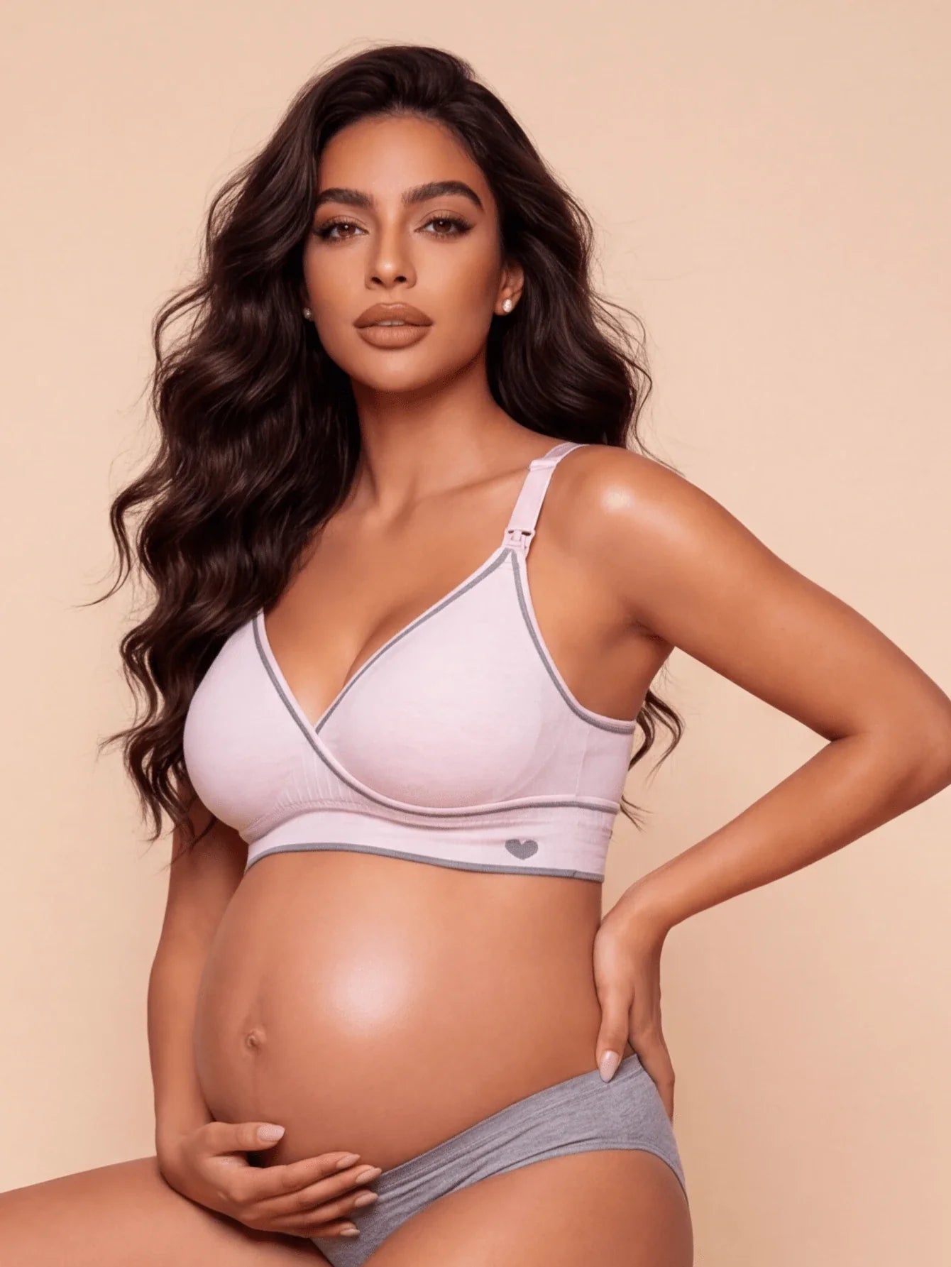 Pink Front-Open Seamless Wireless Nursing Bra - High Stretch Push Up Maternity Bralette for Breastfeeding and Pregnancy Support