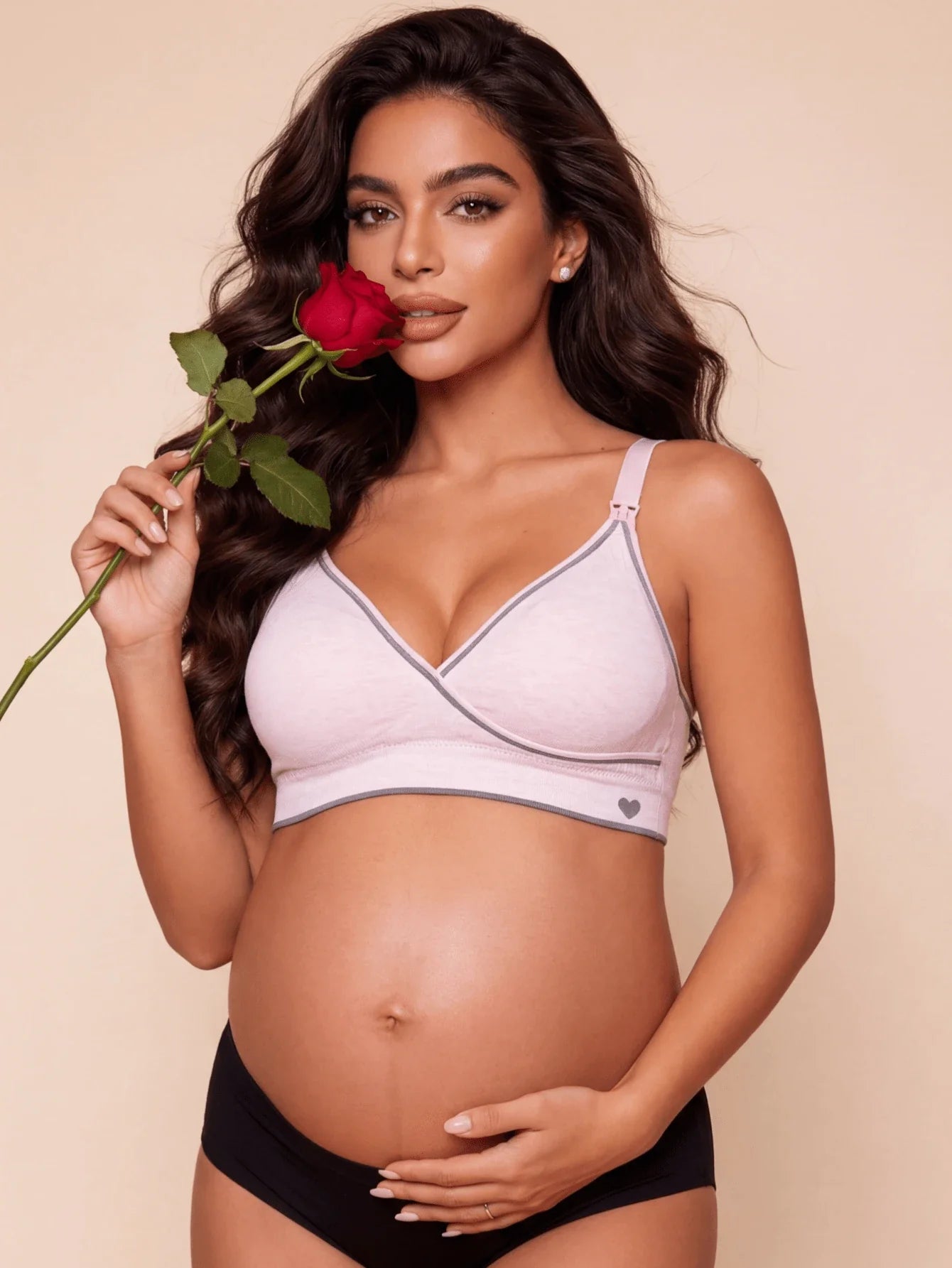Pink Front-Open Seamless Wireless Nursing Bra - High Stretch Push Up Maternity Bralette for Breastfeeding and Pregnancy Support
