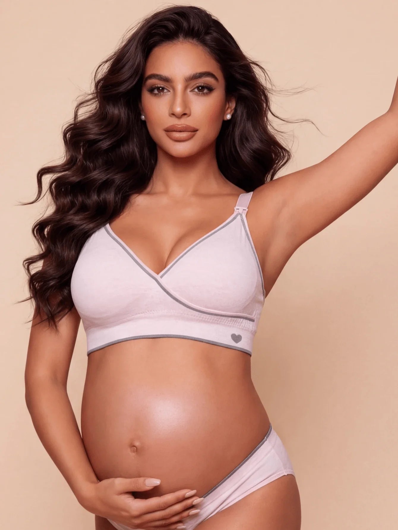 Pink Front-Open Seamless Wireless Nursing Bra - High Stretch Push Up Maternity Bralette for Breastfeeding and Pregnancy Support