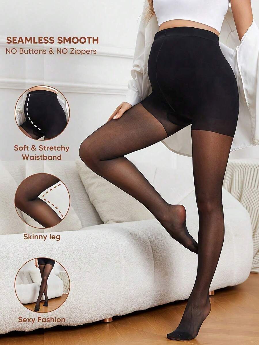 Maternity Pantyhose 1-3 Pairs - Elegant Plus Size High Waist Non Slip Anti Snag, Daily Wear