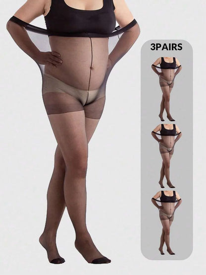 Maternity Pantyhose 1-3 Pairs - Elegant Plus Size High Waist Non Slip Anti Snag, Daily Wear