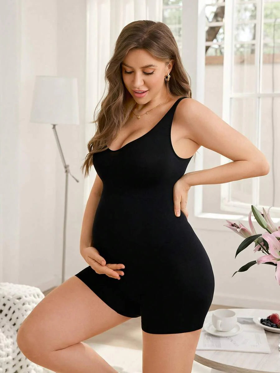Maternity & Postpartum Shapewear Jumpsuit - Black Casual 1pc