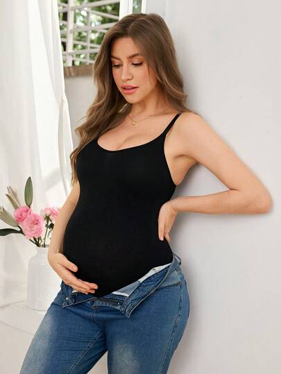 Pregnant Women's Minimalist Solid Color Seamless High Elasticity Soft Camisole Shapewear