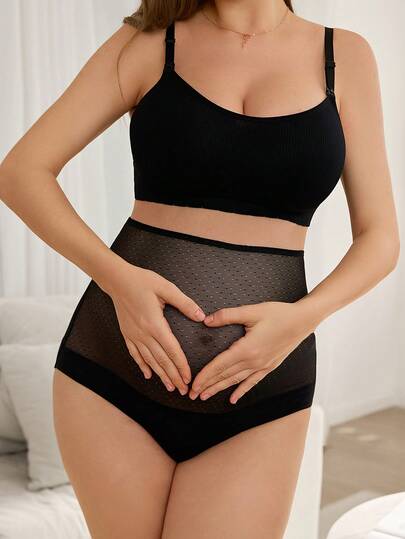 1PC Black Lace High Waist Maternity Panty Soft Comfortable Pregnancy Underwear for Women