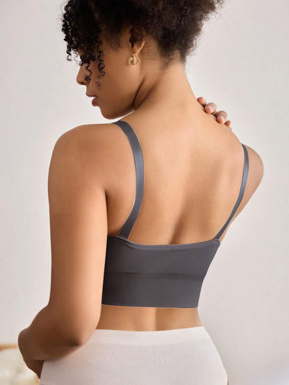 Seamless Grey Maternity and Nursing Bra - Wireless Knitted Comfort Crop Top with Adjustable Straps for Daily Wear