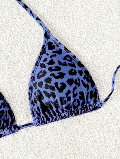 Swim Vcay 1pc Women's Leopard Print Halter Bikini Top For Summer Beach Vacation