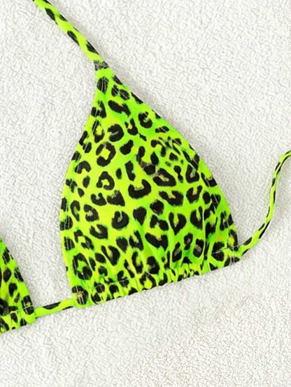 Swim Vcay 1pc Women's Leopard Print Halter Bikini Top For Summer Beach Vacation