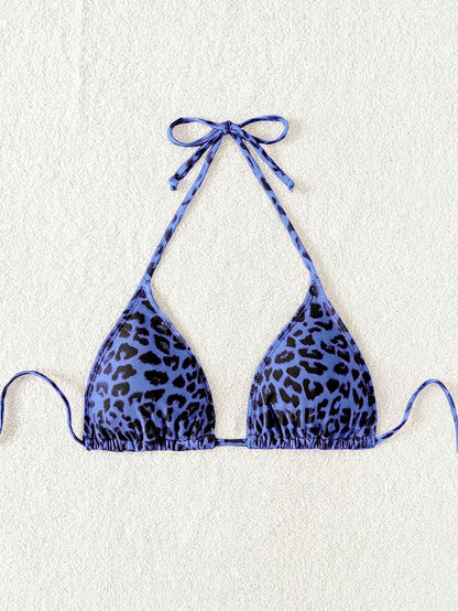 Swim Vcay 1pc Women's Leopard Print Halter Bikini Top For Summer Beach Vacation