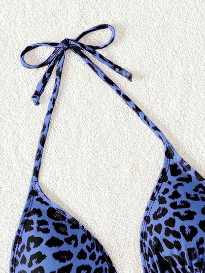 Swim Vcay 1pc Women's Leopard Print Halter Bikini Top For Summer Beach Vacation
