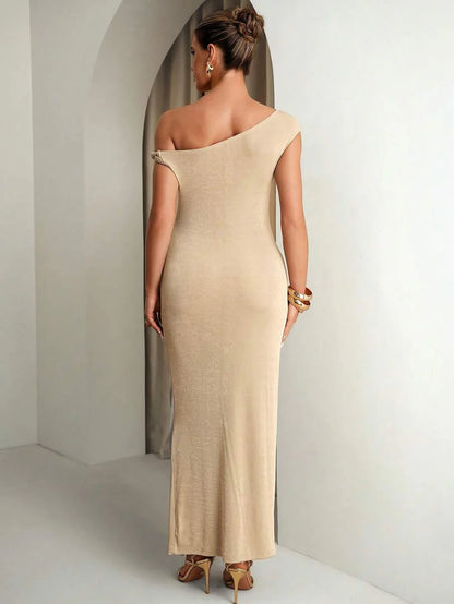 Maternity Solid Color Asymmetric-Shoulder Fitted Elegant Formal Summer Dress For Pregnant Women,Baby Shower Luxury Evening Wedding Guest Tie Dye