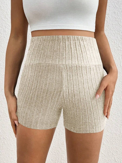 Black Rib-Knit Maternity Shorts - Ultra High Waist Elastic Comfort Pregnancy Shorts for Daily Wear with Button Detail