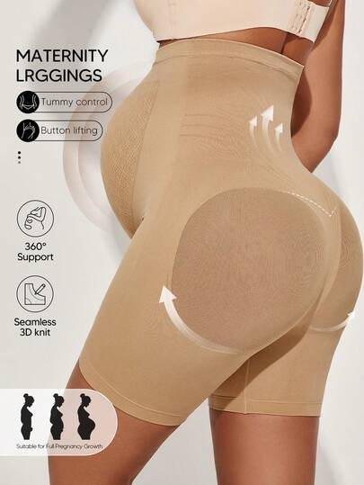 Maternity Activewear Shorts - Belly Support Mid-Thigh Cycling Shorts