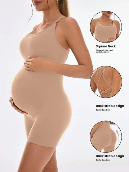Double-Layer Sleeveless Maternity Jumpsuit - Comfortable Summer Fitted Wear