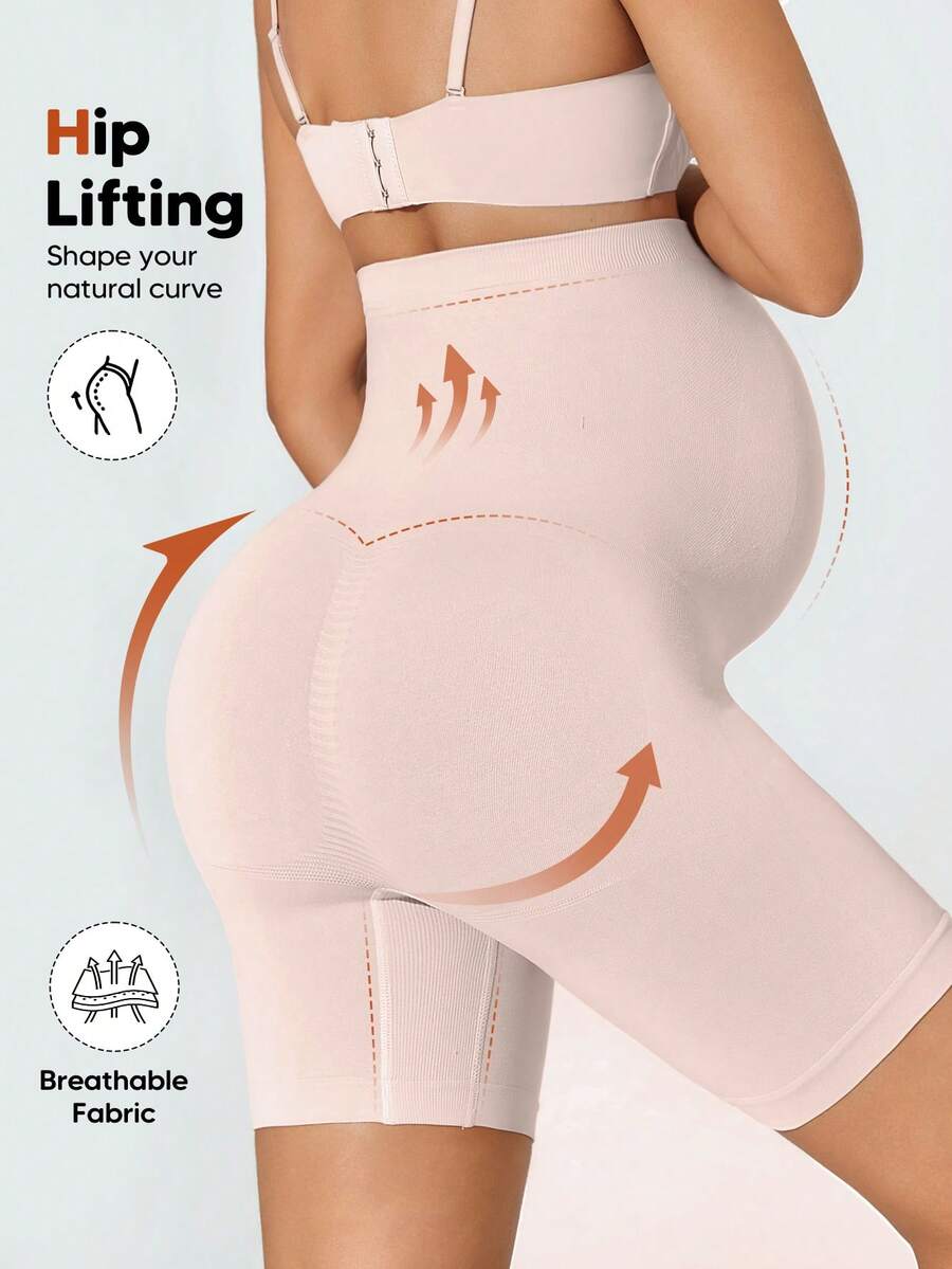 Soft Expandable Panel Maternity Shorts - Pink Seamless High Waist Comfort