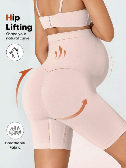 Soft Expandable Panel Maternity Shorts - Pink Seamless High Waist Comfort