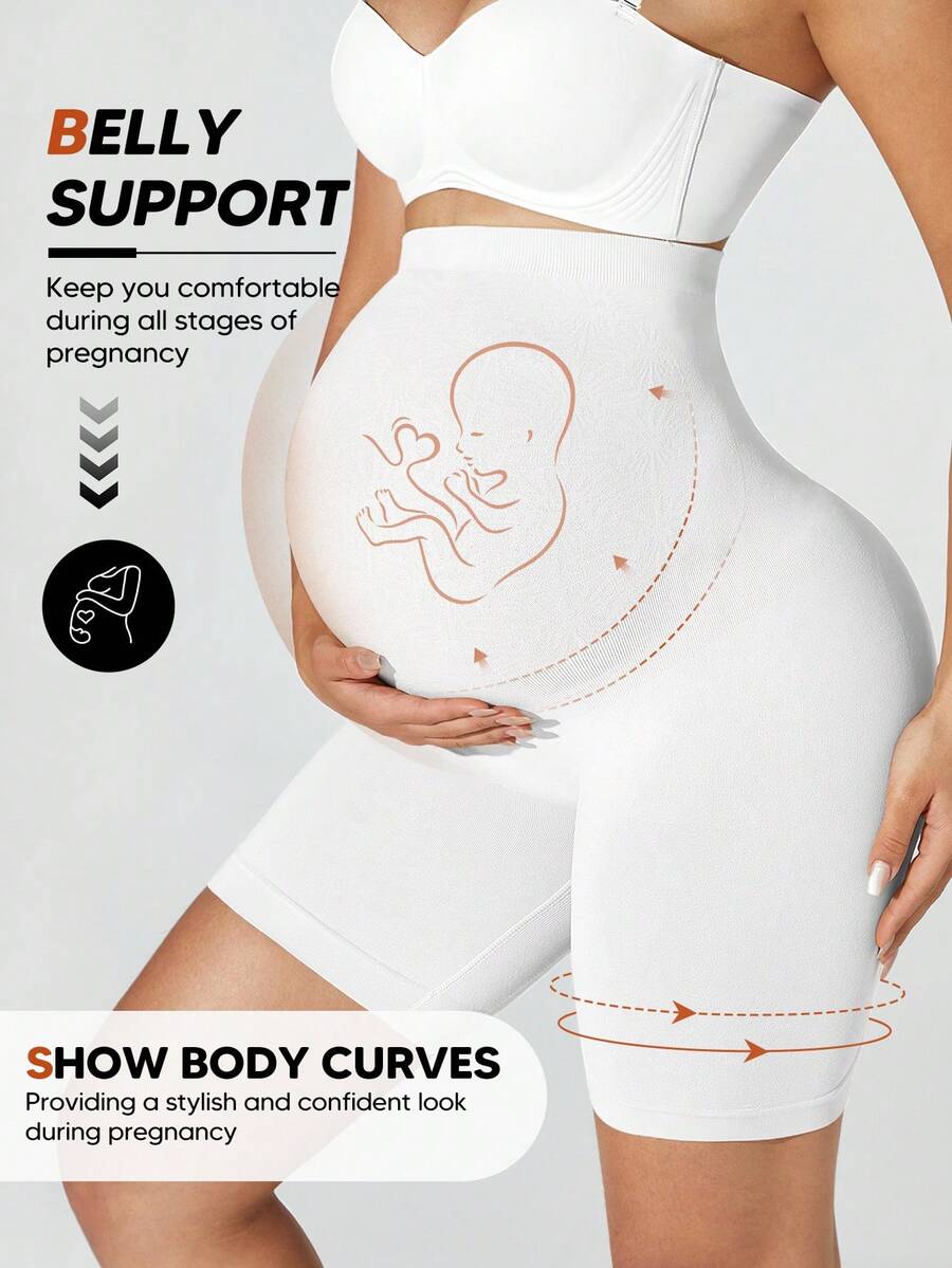 Soft Expandable Panel Maternity Shorts - Pink Seamless High Waist Comfort