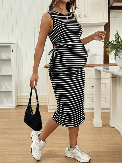Maternity Clothes Maternity  Dress Summer Pregnant Clothes Black And White Maternity Dress, Sleeveless, Highly Elastic, Soft, Comfortable And Casual World Cup